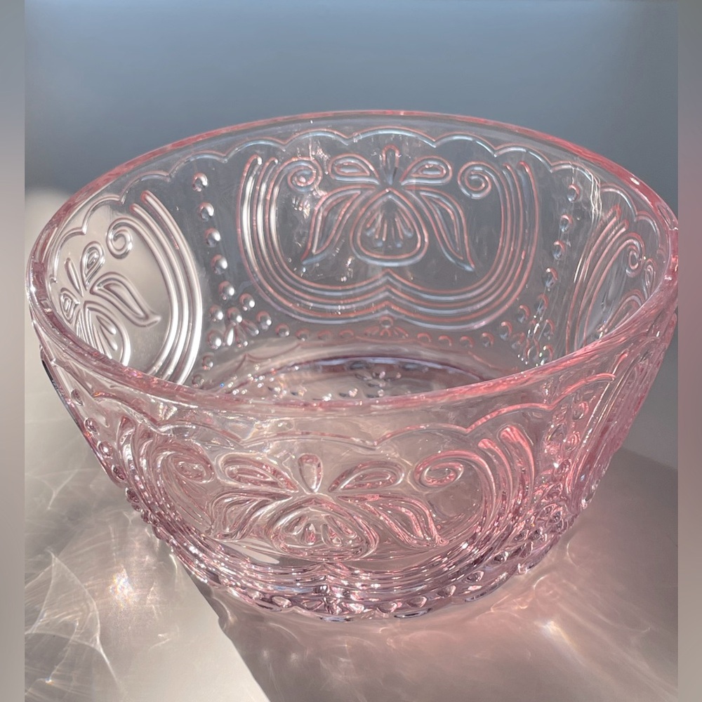Pink Coquette Glass Bowl Trinket Tray